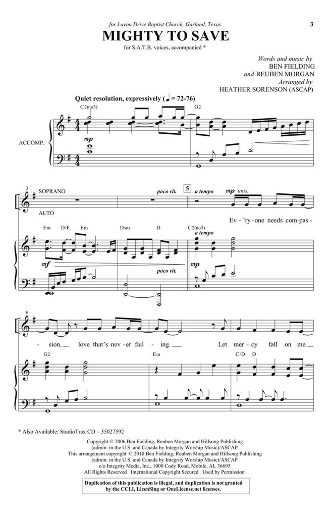 Mighty To Save (SATB)