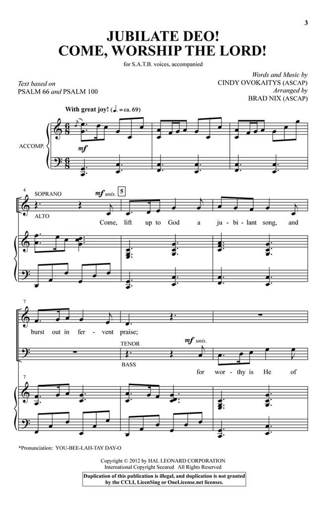 Jubilate Deo! Come Worship the Lord!