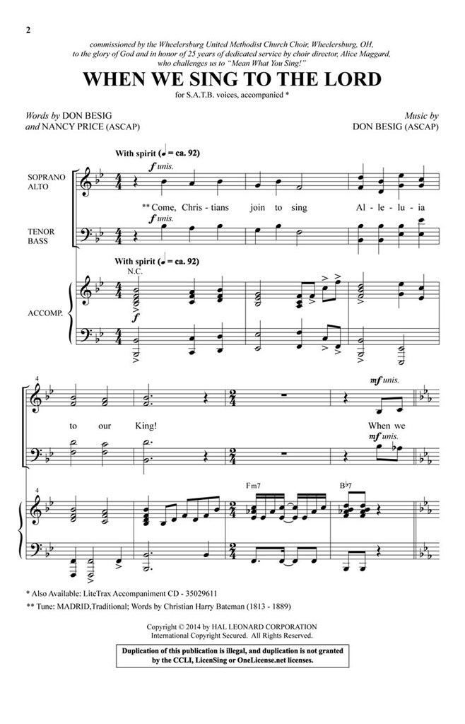 When We Sing to the Lord