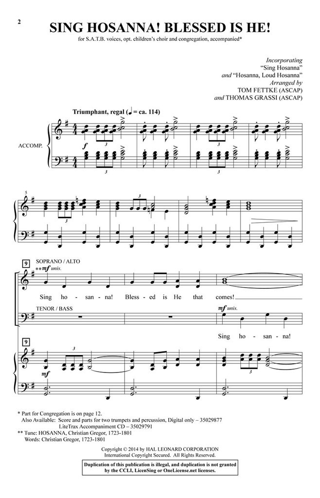 Sing Hosanna! Blessed Is He!