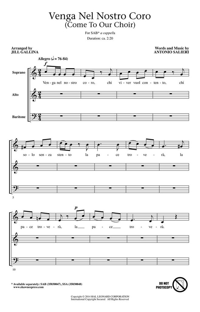 Venga Nel Nostro Coro