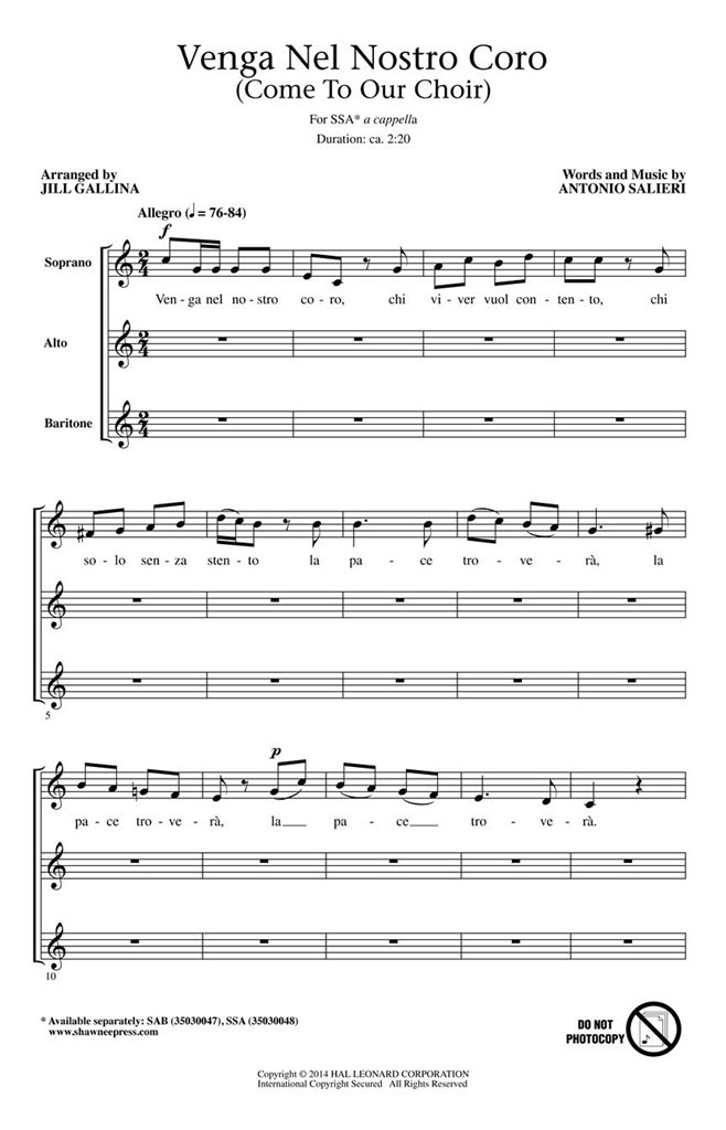 Venga Nel Nostro Coro