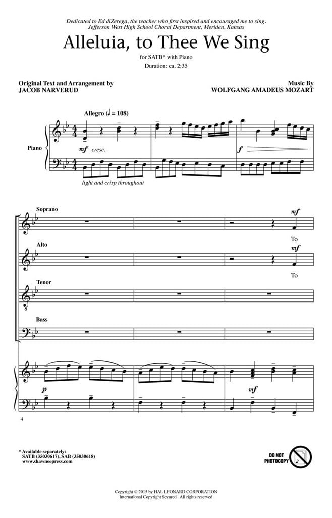 Alleluia, To Thee We Sing