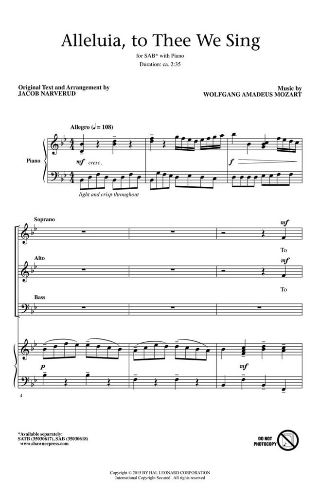 Alleluia, To Thee We Sing
