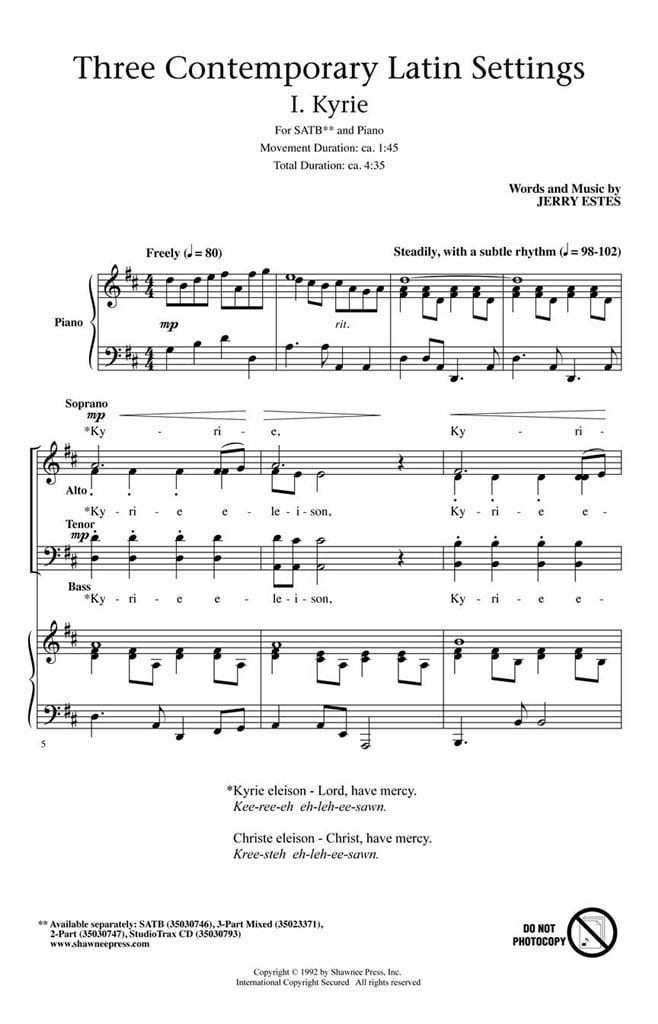 Three Contemporary Latin Settings