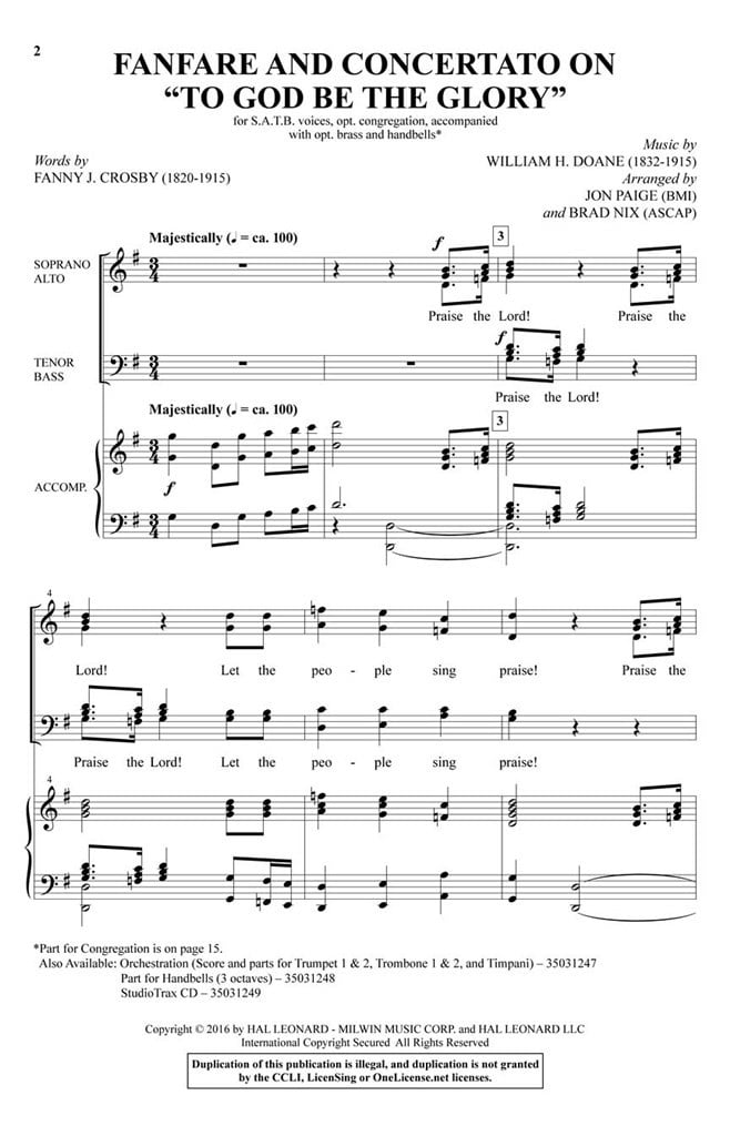 Fanfare and Concertato on To God Be the Glory