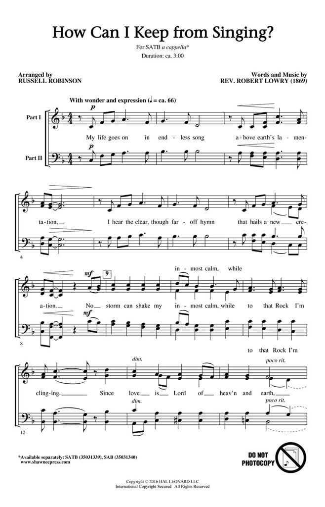 How Can I Keep from Singing?