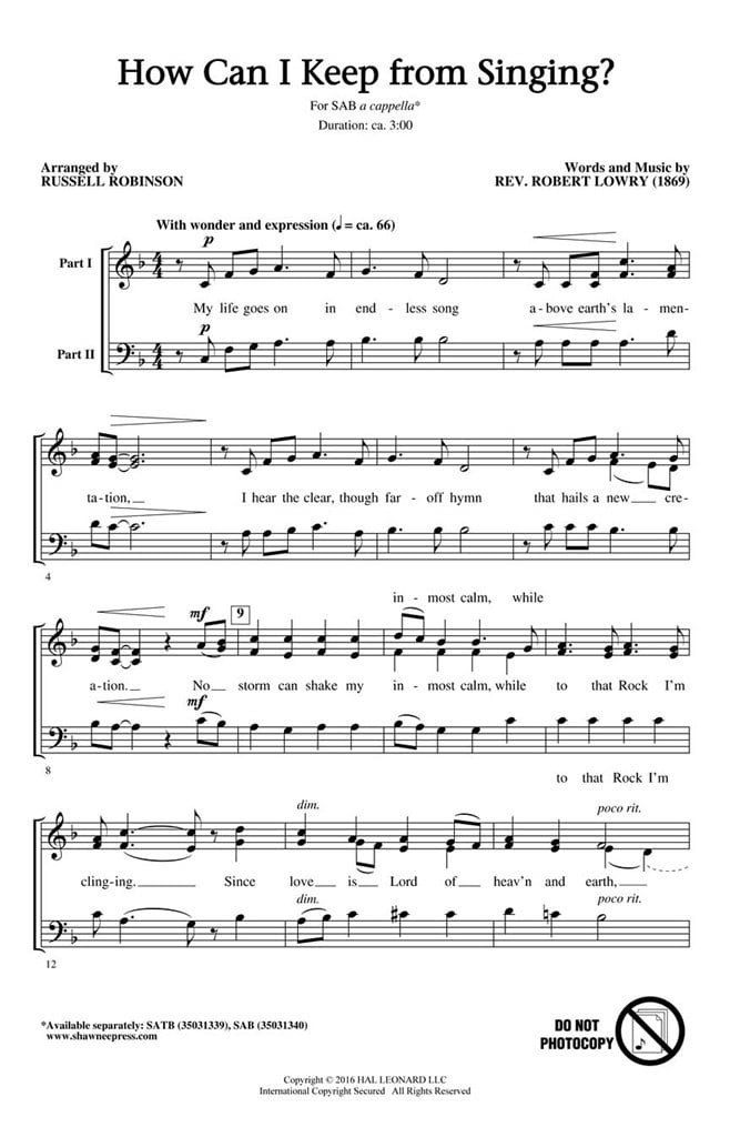 How Can I Keep from Singing?