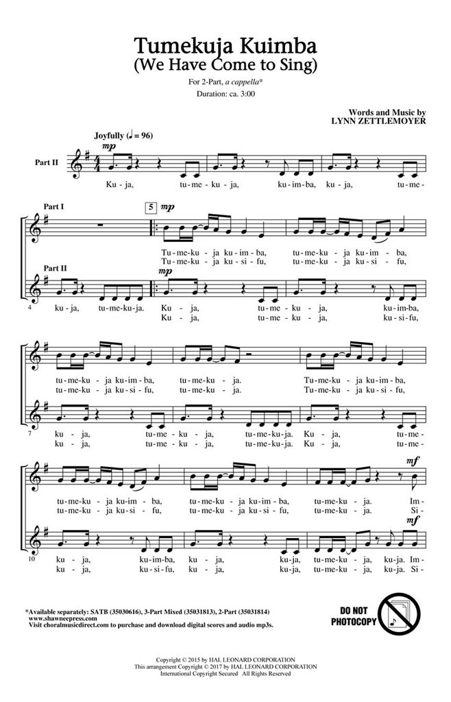 Tumekuja Kuimba (we Have Come To Sing!)