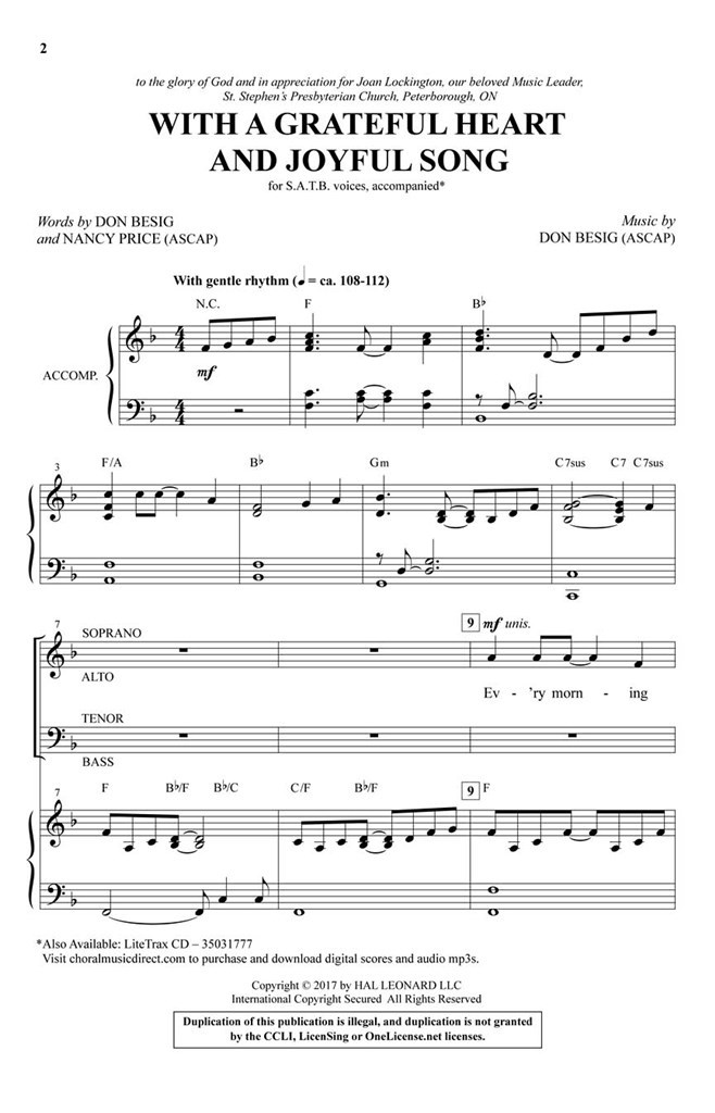 With a Grateful Heart and Joyful Song