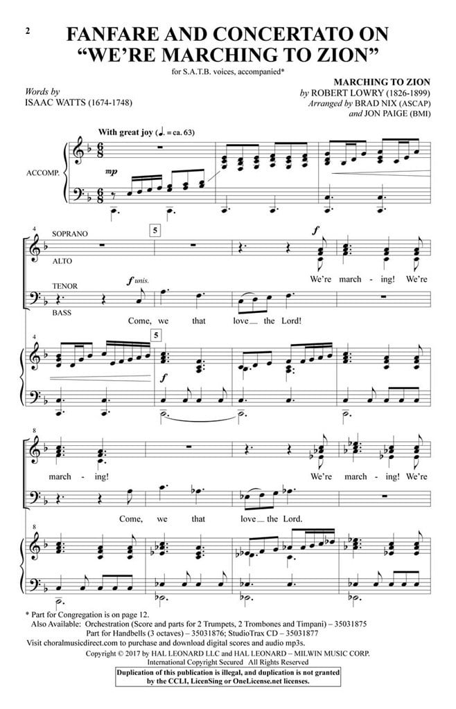 Fanfare and Concertato on We're Marching to Zion