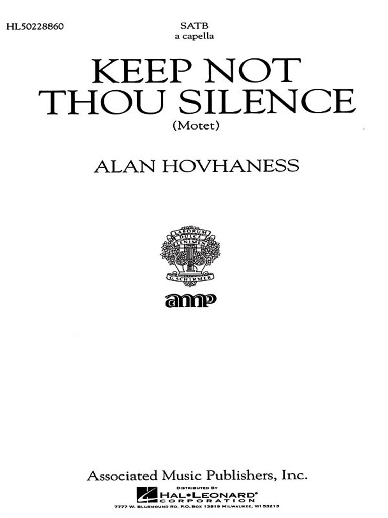 Keep Not Thou Silence Motet