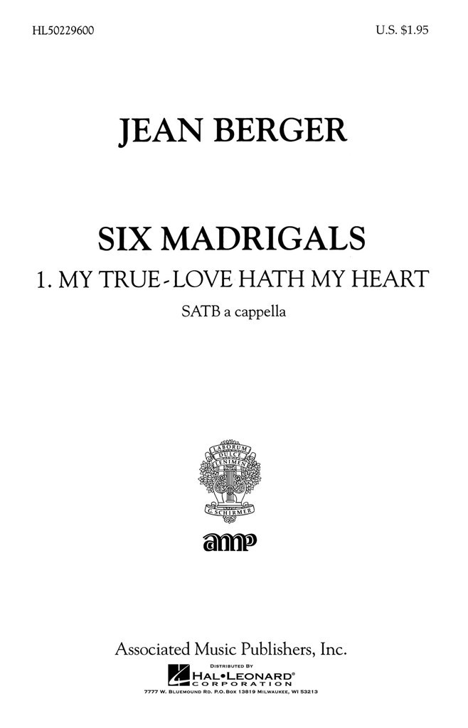 My True Love Hath My Heart From Six Madrigals