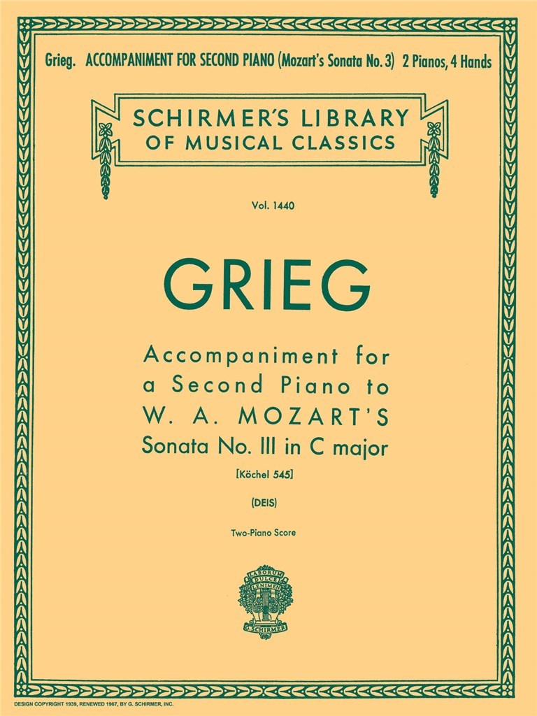 Accomp. for a 2nd Piano to Mozart Sonata K545