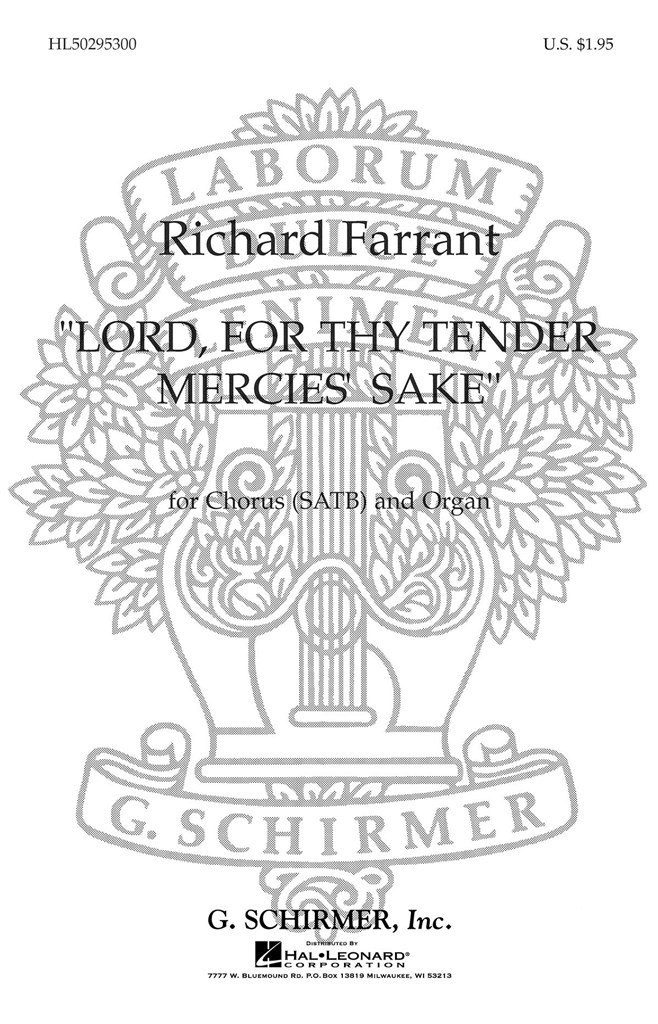 Lord For Thy Tender Mercies Sake With Organ