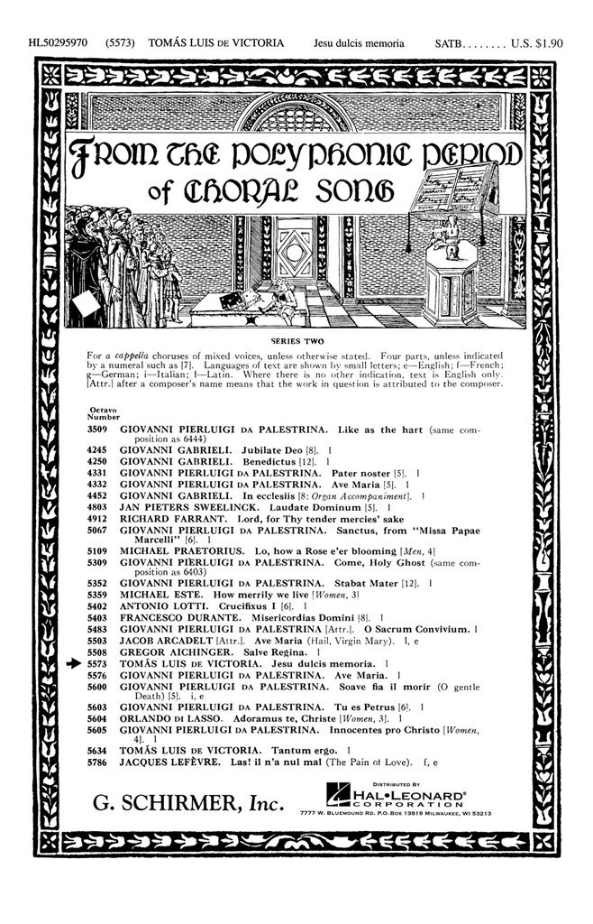 Jesu Dulcis Memoria Latin With Organ