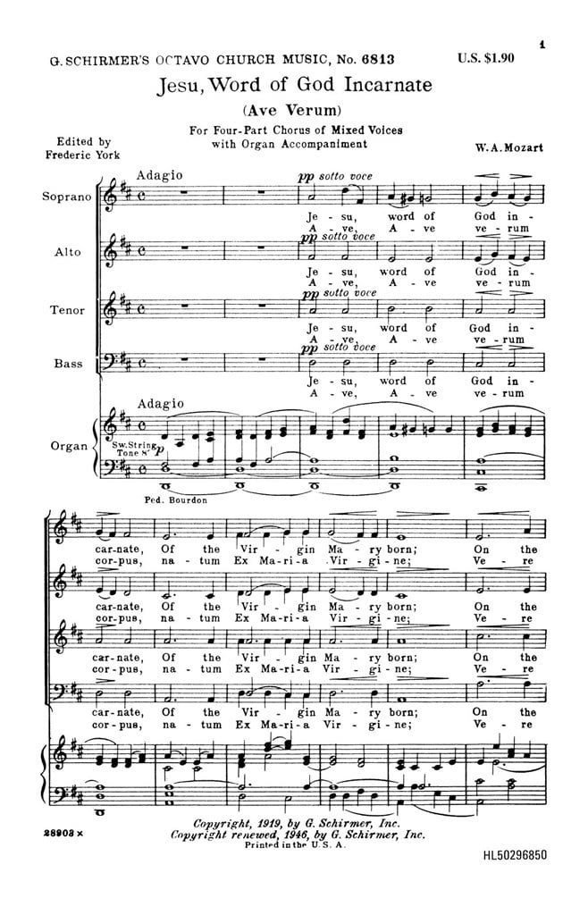 Jesu Word Of God Incarnate Ave Verum