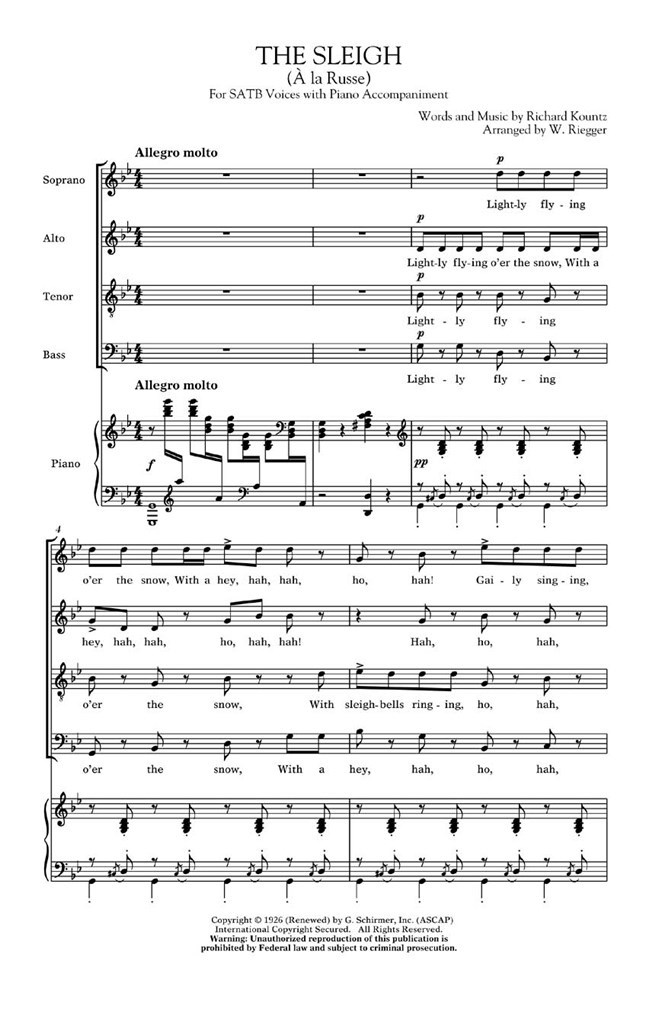 The Sleigh (A La Russe) - SATB