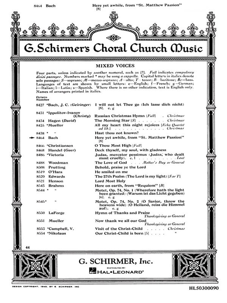 Here Yet Awhile From St. Matthew Passion