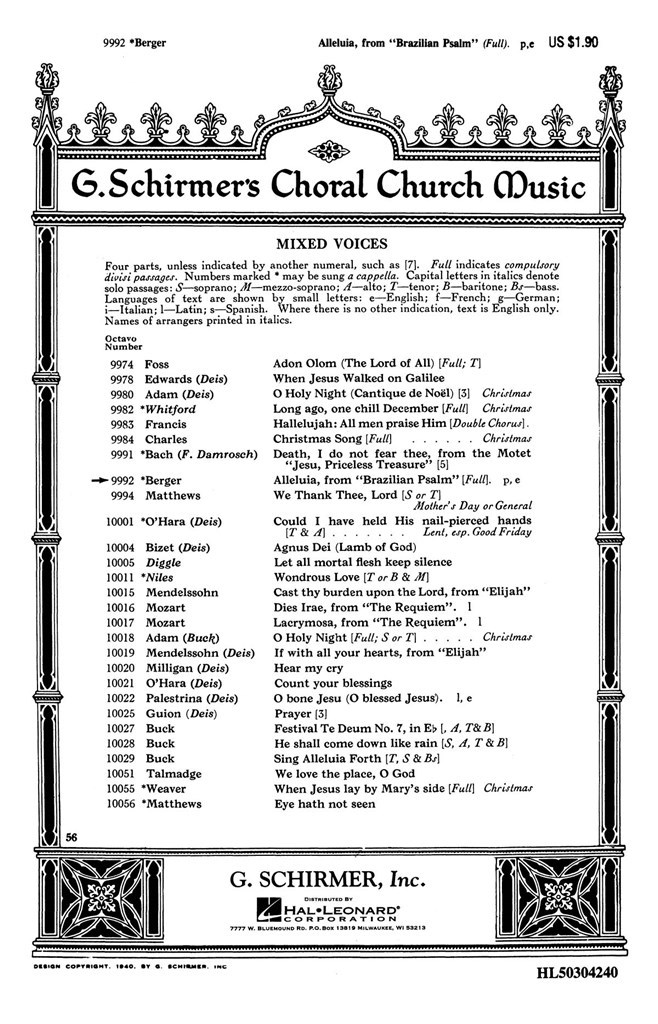 Alleluia From Brazilian Psalm