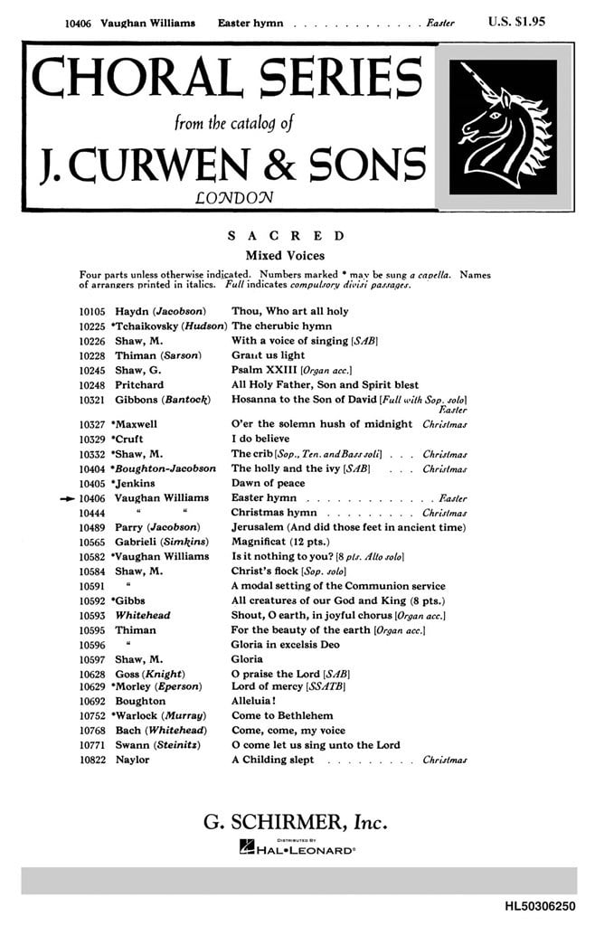 Easter Hymn From Three Choral Hymns Orchestra