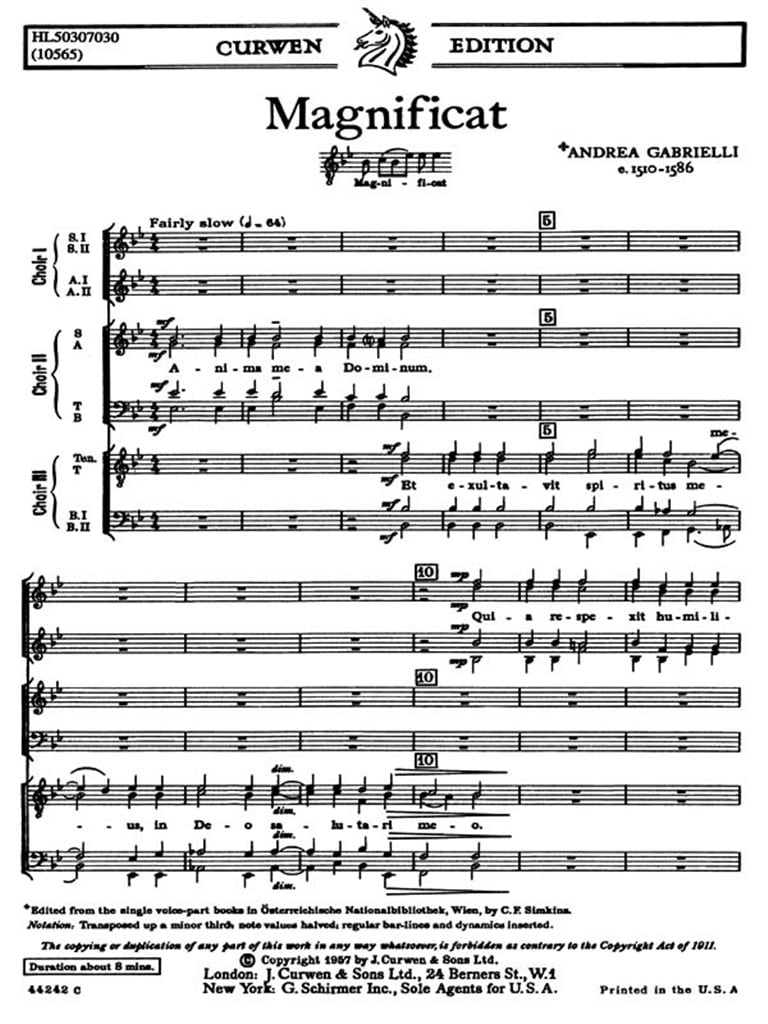 Magnificat For Three Choruses