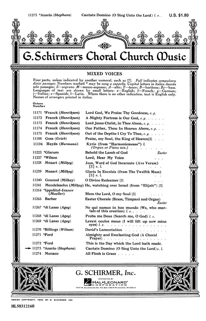 Cantate Domino - O Sing Unto The Lord