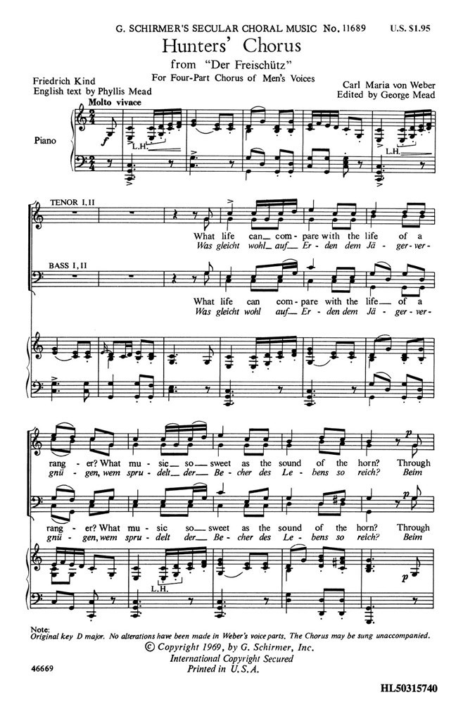 Hunters Chorus From Der Freischutz