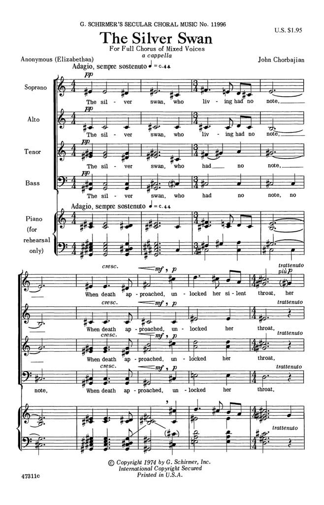 Silver Swan - SATB