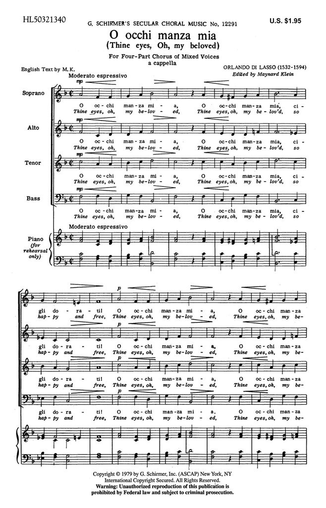 O Occhi Manza Mia (Thine Eyesoh,My Beloved)