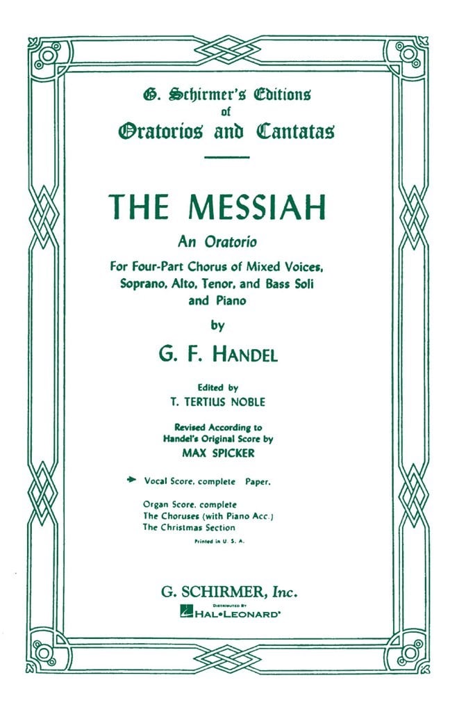 Messiah (Oratorio, 1741) - Complete Vocal Score