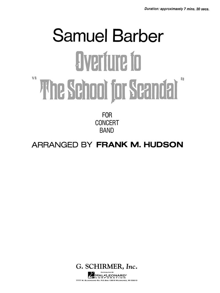 Overture To School For Scandal