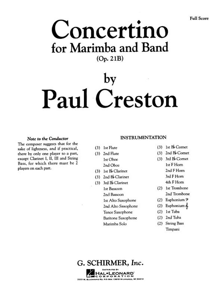 Concertino for Marimba and Band, Op. 21b
