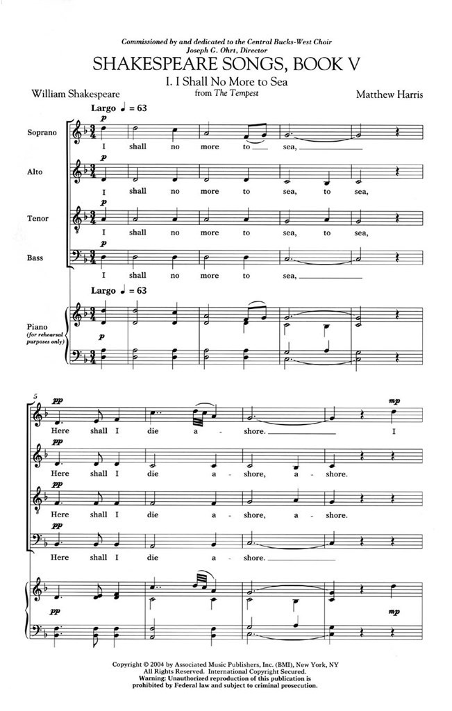 Shakespeare Songs, Book 5 SATB A Cappella