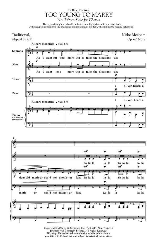 Too Young to Marry (Folk-Song Madrigal)