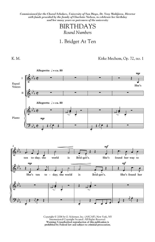 Birthdays / Round Numbers Op. 72