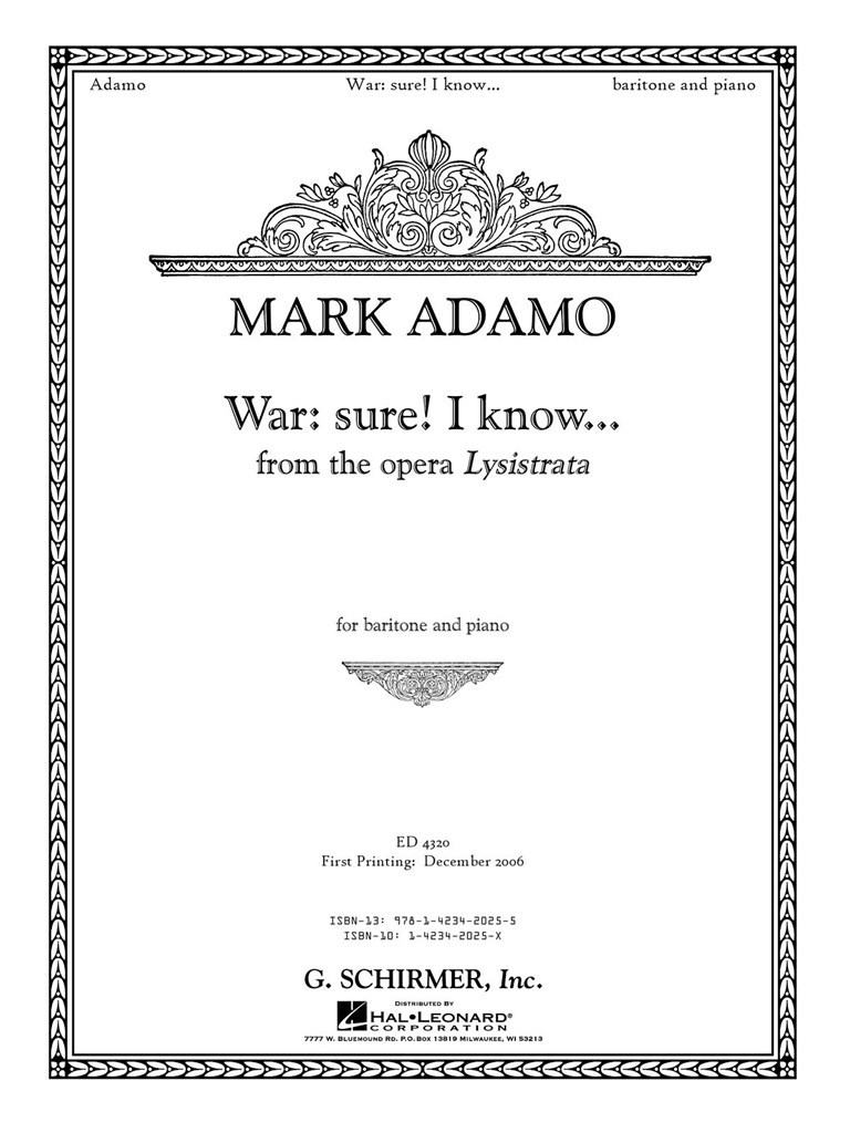 War: Sure. I Know... from the opera Lysistrata