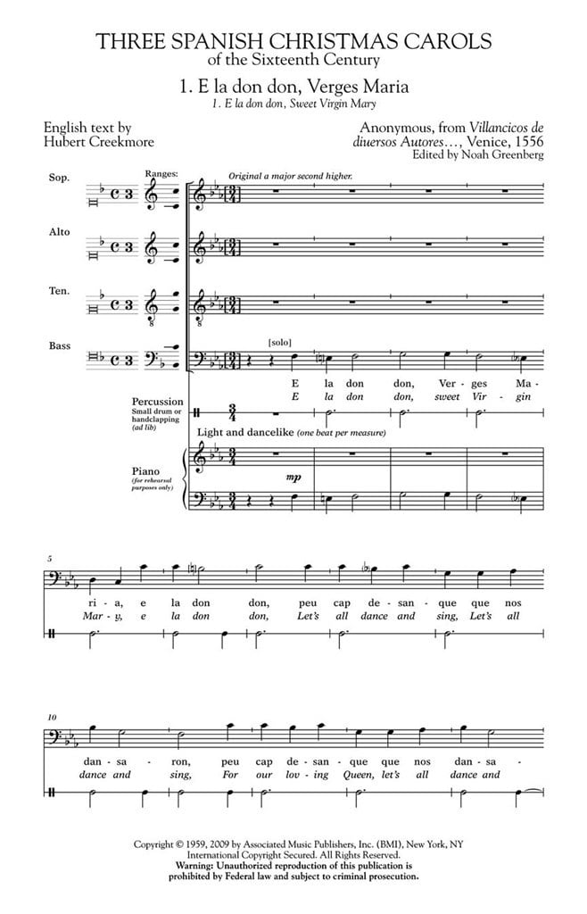 Three Spanish Christmas Carols of the 16th Century