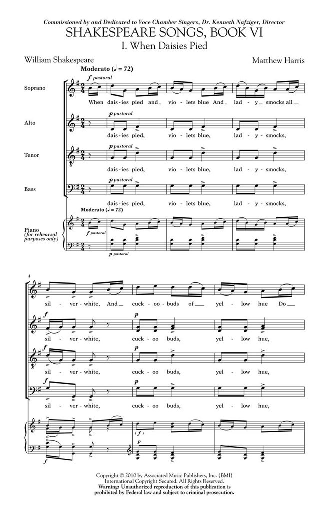 Shakespeare Songs, Book VI