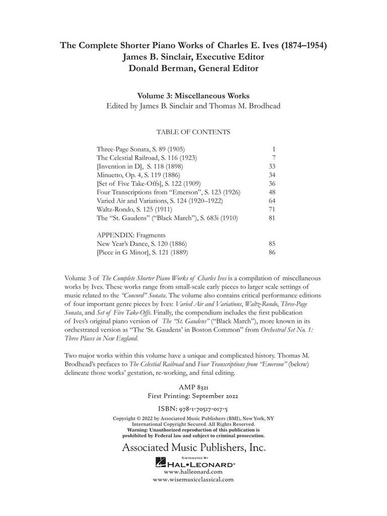 Piano Pieces: Shorter Works For Piano, Volume 3