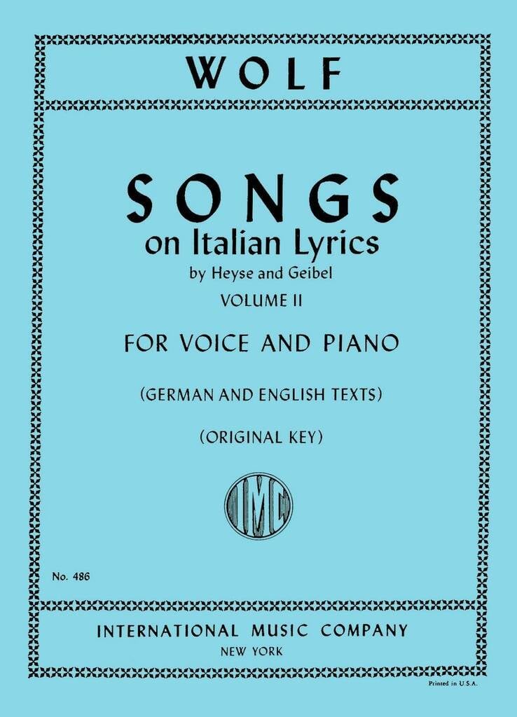 Lieder Su Liriche Italiane Vol. 2 (Ted.-Ingl.)