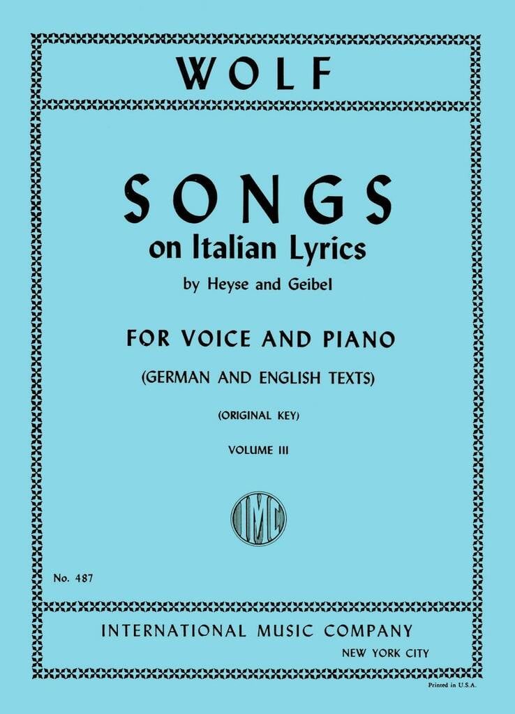 Lieder Su Liriche Italiane Vol. 3 (Ted.-Ingl.)