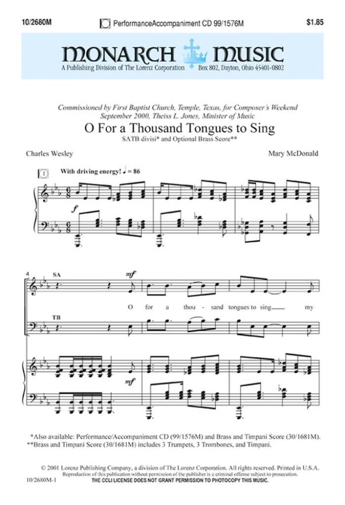O For A Thousand Tongues To Sing!