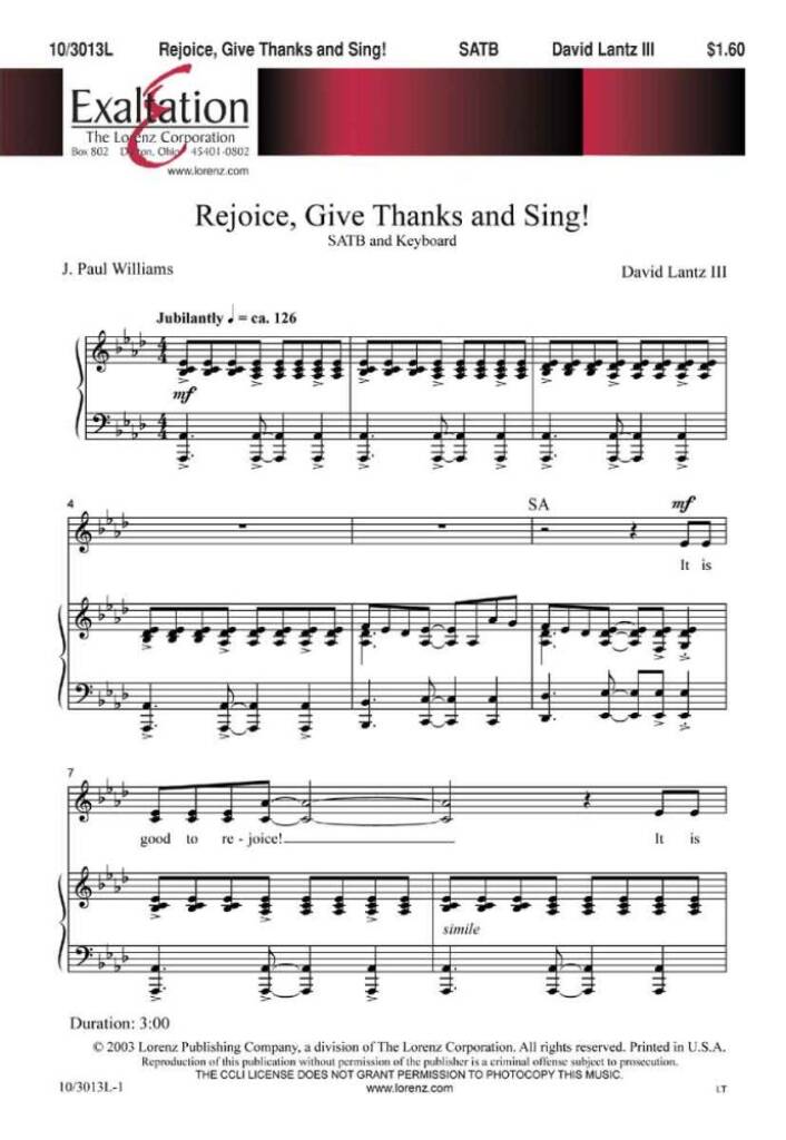 Rejoice, Give Thanks, and Sing