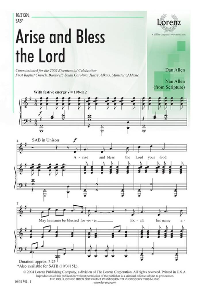 Arise and Bless The Lord