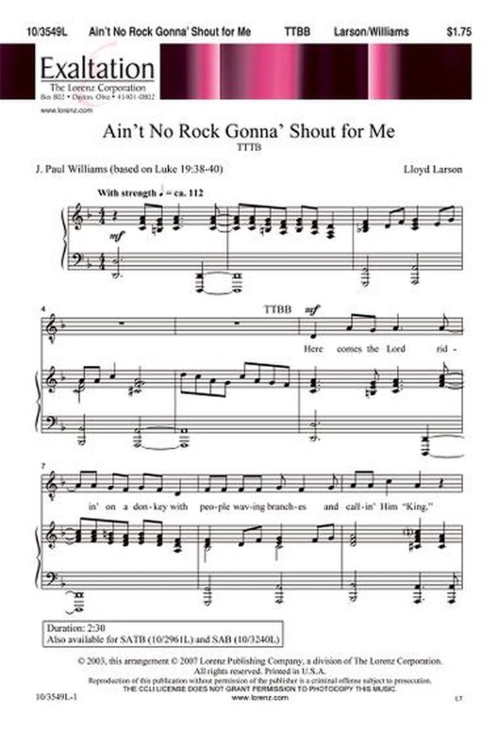 Ain't No Rock Gonna' Shout For Me