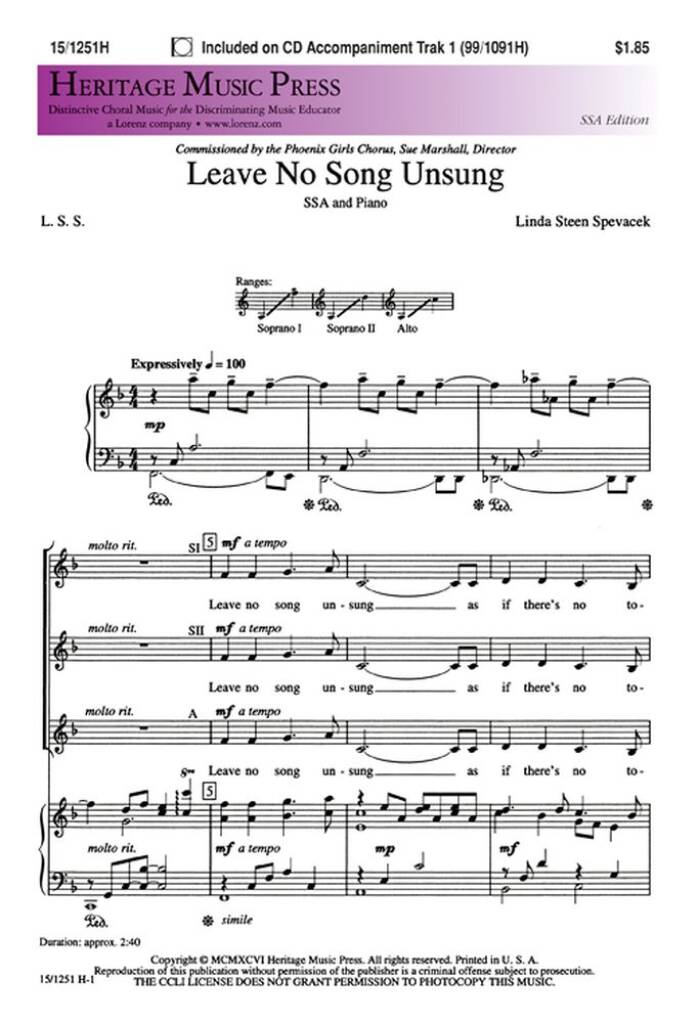 Leave No Song Unsung