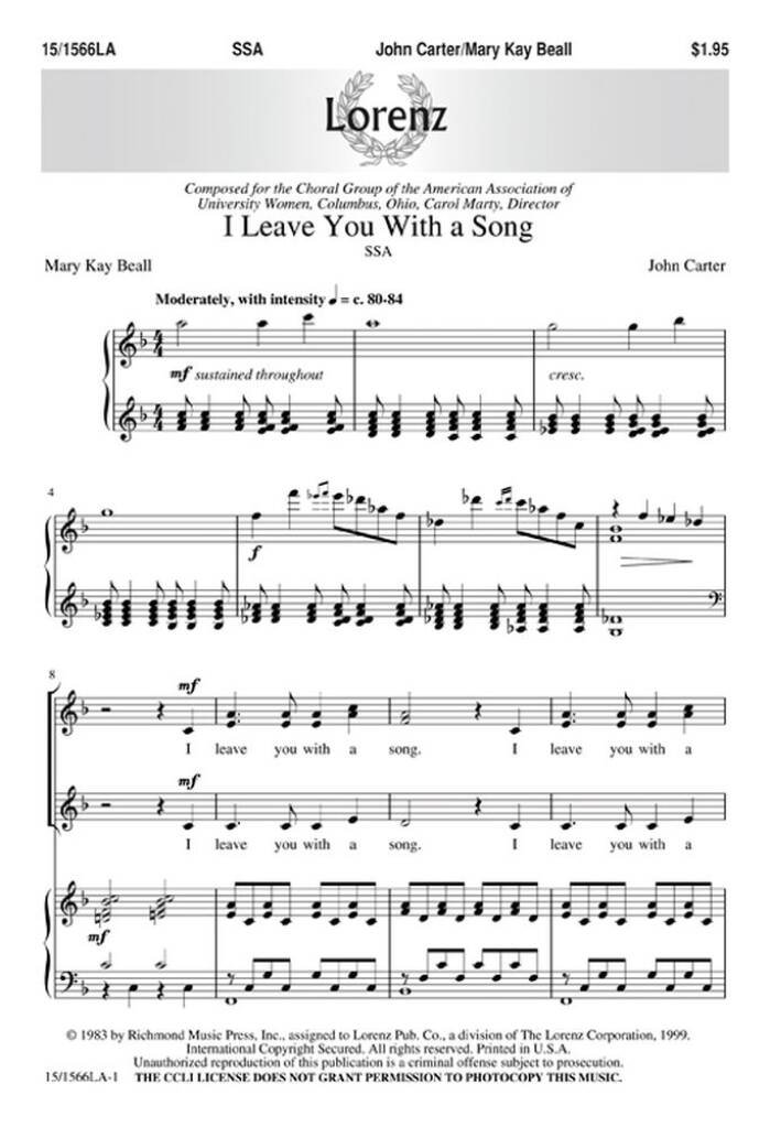 I Leave You With A Song
