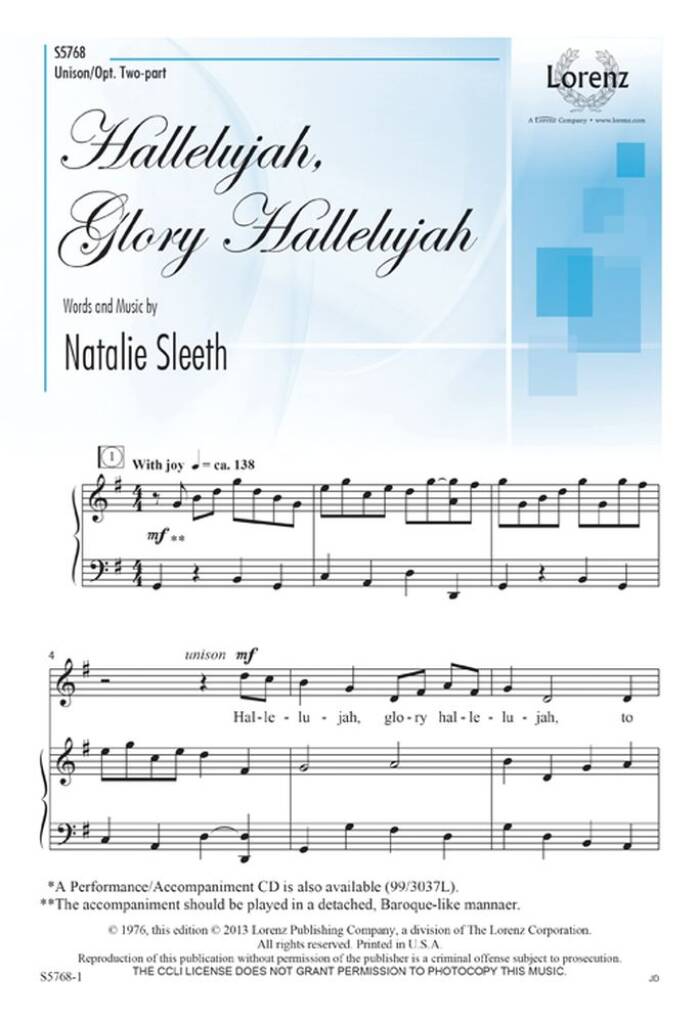 Hallelujah, Glory Hallelujah