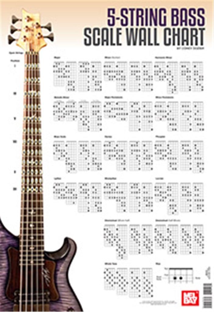 5-String Bass Guitar Scale Wall Chart